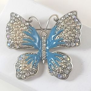 Vintage Rhinestones Enamel Butterfy Brooch
